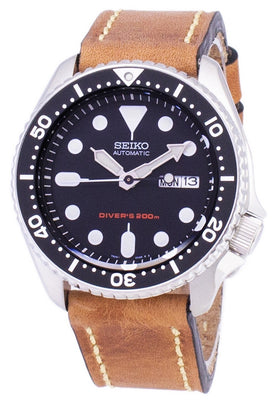 Seiko Automatic Skx007k1-ls17 Diver's 200m Brown Leather Strap Men's Watch