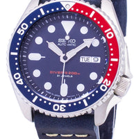 Seiko Automatic Skx009j1-ls15 Diver's 200m Dark Blue Leather Strap Men's Watch