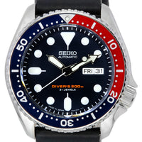 Seiko Automatic Diver's Ratio Black Leather Skx009j1-ls2 200m Men's Watch