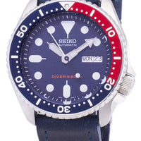 Seiko Automatic Skx009k1-ls13 Diver's 200m Dark Blue Leather Strap Men's Watch