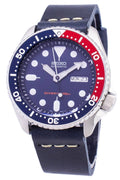 Seiko Automatic Skx009k1-var-ls15 Diver's 200m Dark Blue Leather Strap Men's Watch