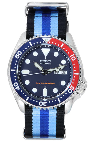 Seiko Blue Dial Automatic Diver's Skx009k1-var-nato20 200m Men's Watch