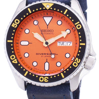 Seiko Automatic Skx011j1-ls13 Diver's 200m Dark Blue Leather Strap Men's Watch