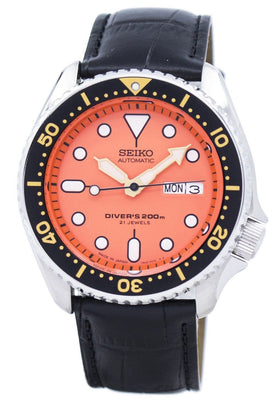 Seiko Automatic Diver's Ratio Black Leather Skx011j1-ls6 200m Men's Watch