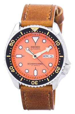 Seiko Automatic Diver's Ratio Brown Leather Skx011j1-ls9 200m Men's Watch
