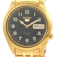 Seiko 5 Gold Tone Jubilee Bracelet Black Dial 21 Jewels Automatic Snkc20j1 Men's Watch