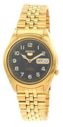 Seiko 5 Gold Tone Jubilee Bracelet Black Dial 21 Jewels Automatic Snkc20j1 Men's Watch