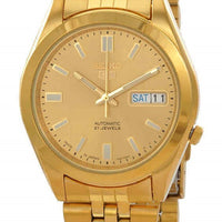 Seiko 5 Gold Tone Stainless Steel Gold Dial Automatic 21 Jewels Snkf90j1 Men's Watch