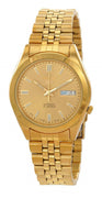 Seiko 5 Gold Tone Stainless Steel Gold Dial Automatic 21 Jewels Snkf90j1 Men's Watch