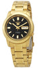Seiko 5 Gold Tone Stainless Steel Black Dial 21 Jewels Automatic Snkk22k1 Men's Watch