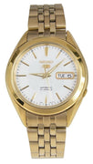 Seiko 5 Gold Tone Stainless Steel White Dial 21 Jewels Automatic Snkl26k1 Men's Watch