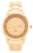 Seiko 5 Gold Tone Stainless Steel Gold Dial 21 Jewels Automatic Snkn62k1 Men's Watch