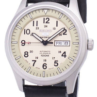 Seiko 5 Sports Snzg07j1-ls13 Military Japan Made Black Leather Strap Men's Watch