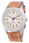 Seiko 5 Sports Snzg07j1-ls17 Military Japan Made Brown Leather Strap Men's Watch