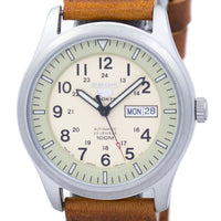 Seiko 5 Sports Military Automatic Japan Made Ratio Brown Leather Snzg07j1-ls9 Men's Watch