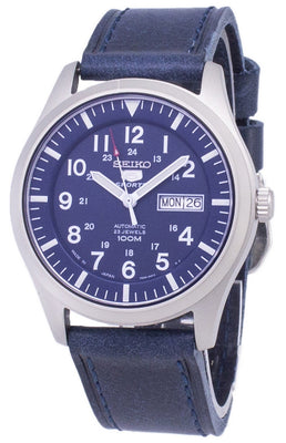 Seiko 5 Sports Snzg11j1-ls13 Japan Made Dark Blue Leather Strap Men's Watch