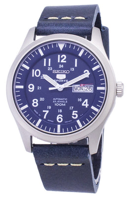 Seiko 5 Sports Snzg11j1-ls15 Automatic Dark Blue Leather Strap Men's Watch
