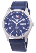 Seiko 5 Sports Snzg11k1-ls13 Automatic Dark Blue Leather Strap Men's Watch