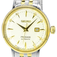 Seiko Presage Cocktail Time White Lady Diamond Accents Gold Dial Automatic Sre010j1 Women's Watch