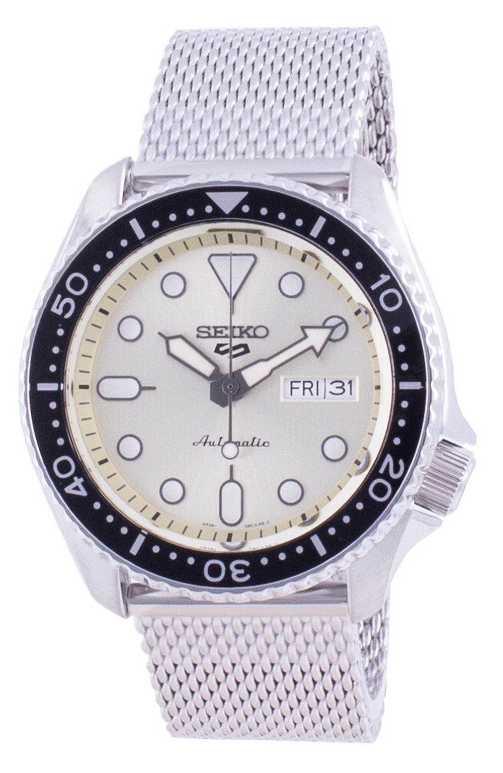 Seiko 5 Sports Campagne Dial Stainless Steel Mesh Automatic Srpe75 Srpe75k1 Srpe75k 100m Men's Watch