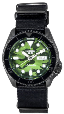 Seiko 5 Sports Skx Street Style Nylon Strap Camouflage Dial Automatic Srpj37k1 100m Men's Watch