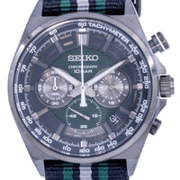 Seiko Chronograph Nylon Green Dial Quartz Ssb411 Ssb411p1 Ssb411p 100m Men's Watch
