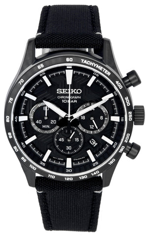 Seiko Urban Sports Chronograph Nylon Strap Black Dial Quartz Ssb417 Ssb417p1 Ssb417p 100m Men's Watch