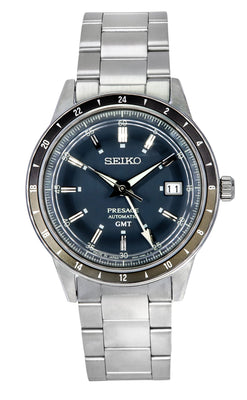 Seiko Presage Style60's Gmt Stainless Steel Blue Dial Automatic Ssk009j1 Men's Watch