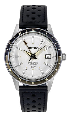 Seiko Presage Style60's Gmt Calf Leather Strap Grey Dial Automatic Ssk011j1 Men's Watch