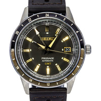 Seiko Presage Style60's Gmt Calf Leather Strap Black Dial Automatic Ssk013j1 Men's Watch