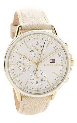 Tommy Hilfiger Carly Silver Dial Leather Strap Quartz 1781790 Women's Watch