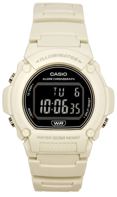 Casio Standard Illuminator Digital White Resin Strap Quartz W-219hc-8b Men's Watch