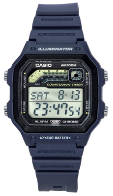Casio Standard Digital Blue Resin Strap Quartz Ws-1600h-2a 100m Men's Watch