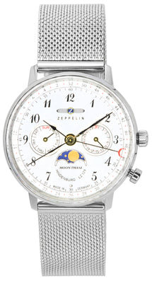 Zeppelin Lz129 Hindenburg Moonphase Silver Dial Quartz 7037m1 Women's Watch