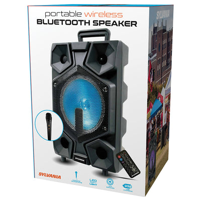 8-Inch Bluetooth(R) Tailgate Speaker with FM Radio, LED Lighting, and Microphone