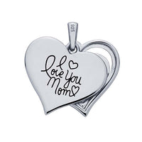 CZ Two-Piece "MOM" Heart Pendant with I LOVE YOU on back