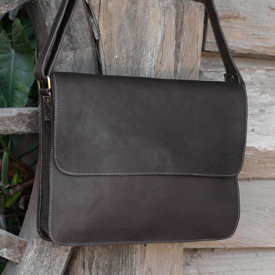 Deep Brown Handmade Authentic Leather Messenger Bag