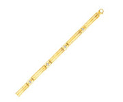 Fancy Screw Head Embellished Bar Link Men's Bracelet in 14k Two-Tone Gold