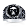 Fleur-de-Lis Sterling Silver Skull & Snake Ring