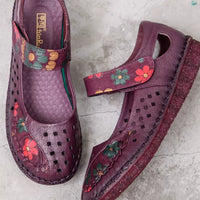 Rumour Has It | Perforated Flower Printed Leather Mary Jane