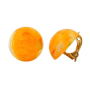 Clip-on Earring Round Orange Marbled 18mm