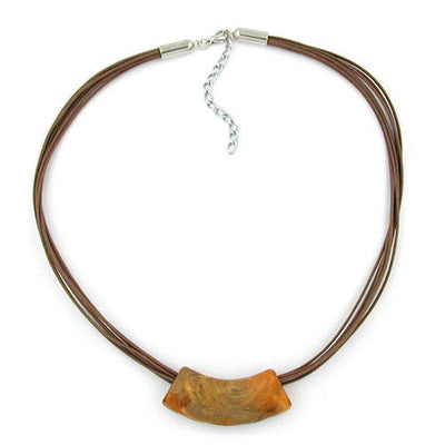 Necklace Flat Tube Pendant Ochre-light Brown