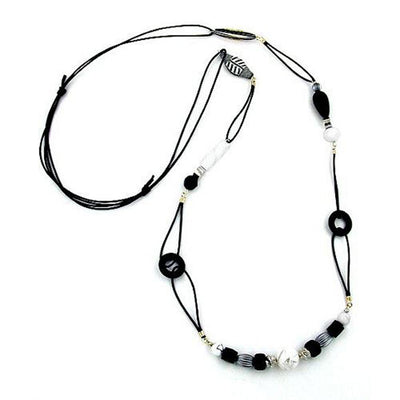 Necklace Black & White Beads 105cm