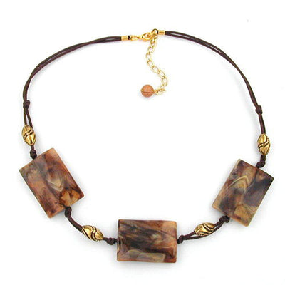 Necklace 3x Squares Brown-beige