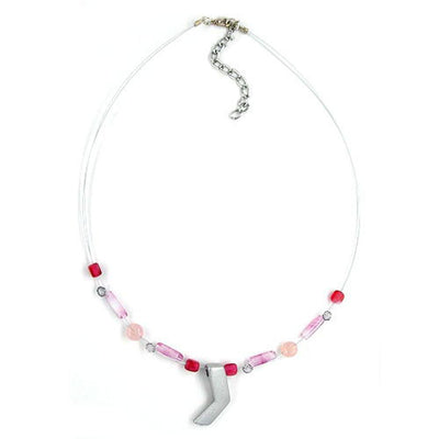 Pink Glass Beads Necklace 42cm