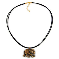 Necklace Elephant Black-gold-coloured