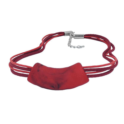 Necklace Tube Flat Curved Red-black 50cm