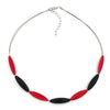 Necklace Red And Black Olive Shaped Beads