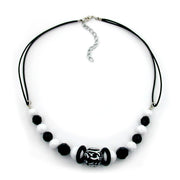 Necklace Beaded Black And White