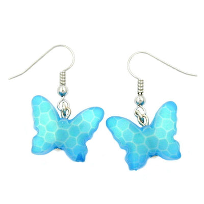 Hook Earrings Butterfly Light Blue
